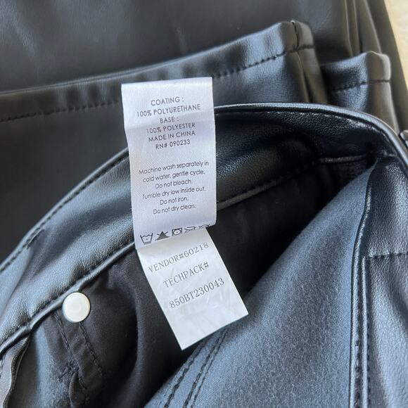 PacSun Stretch Dad Asymmetrical Waist Jeans Faux Leather Black 24 NWT - Picture 12 of 12